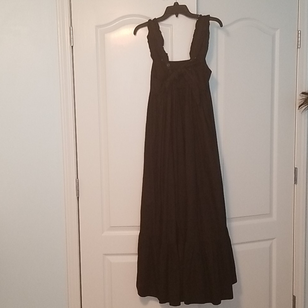 Free People Ruffle Open Tie black maxi dress